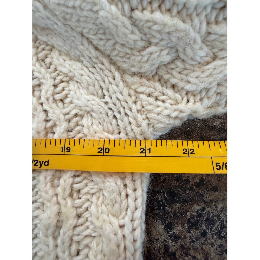 Zara Fair Isle Cable Knit Wool Blend Sweater Womens S Cream Green Burgundy - Picture 6 of 7